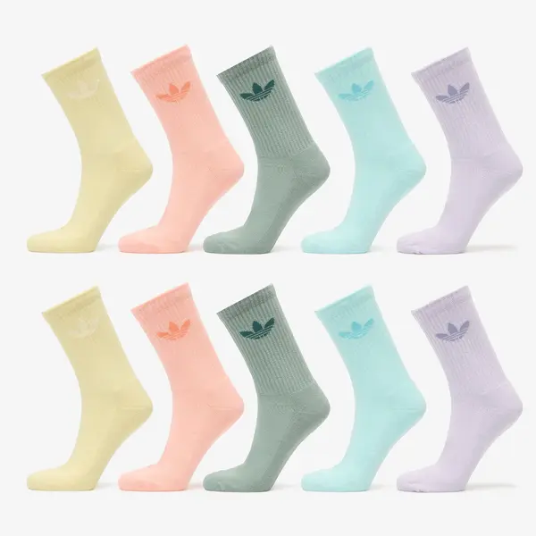 adidas Originals Nogavice adidas Trefoil Crew Socks 10-Pack Silver Green/ Glow Pink/ Semi Flash Aqua S