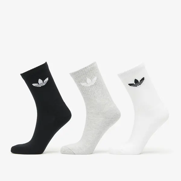 adidas Originals Nogavice adidas Trefoil Cushion Crew Sock 3-Pack White/ Medium Grey Heather/ Black L