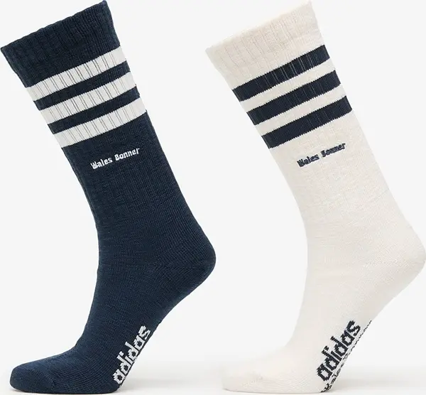 adidas Originals Nogavice adidas x Wales Bonner 3 Stripe Socks 2-Pack Blue/ Night Navy/ Chalk White M