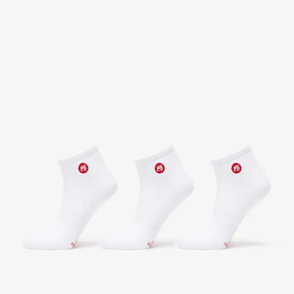 FTSHP Nogavice Footshop Ankle Socks 3-Pack White (Red Logo) 43-46