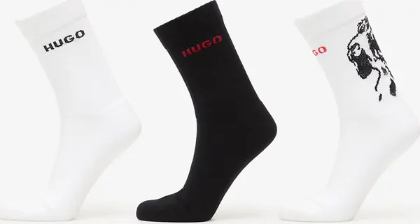 Hugo Boss Nogavice Hugo Boss Qs Angry Dog Socks 3-Pack White 40-46