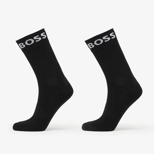 Hugo Boss Nogavice Hugo Boss Quarter-Length Socks in Stretch Fabric 2-Pack Black 43-46