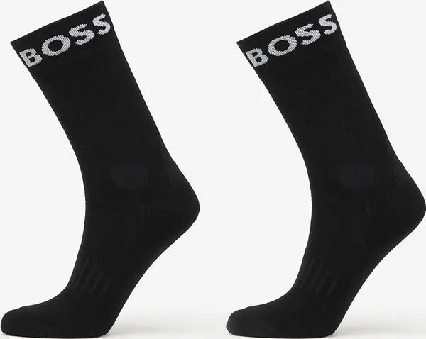 Hugo Boss Nogavice Hugo Boss Quarter-Length Socks in Stretch Fabric 2-Pack Black 43-46