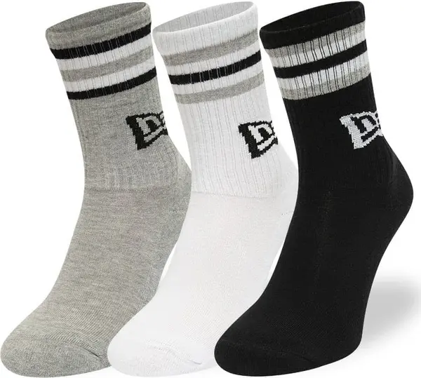 New Era Nogavice New Era Retro Stripe Crew 3-Pack Black/ White/ Gray Universal