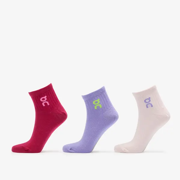 On Nogavice On Logo Sock Mid 3-Pack Orchid/ Comet L