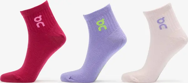 On Nogavice On Logo Sock Mid 3-Pack Orchid/ Comet L