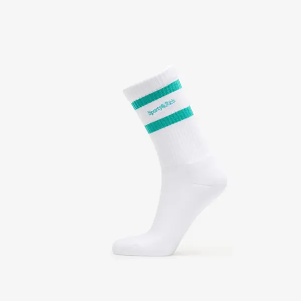 Sporty & Rich Nogavice Sporty & Rich Serif Logo Socks White/ Amalfi Green Universal