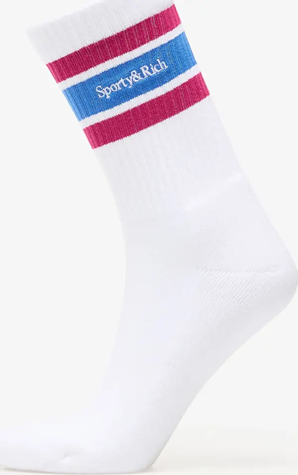 Sporty & Rich Nogavice Sporty & Rich Serif Logo Socks White/ Berry/ Azure Universal
