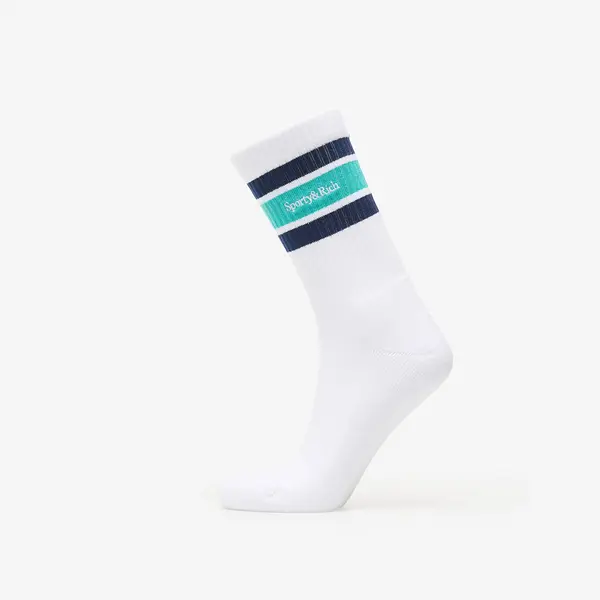 Sporty & Rich Nogavice Sporty & Rich Serif Logo Socks White/ Spring Green/ Light Navy Universal