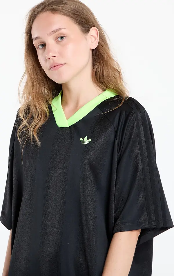 adidas Originals Obleka adidas Adicolor Football Jacquard Oversize Dress Black/ Signal Green XS