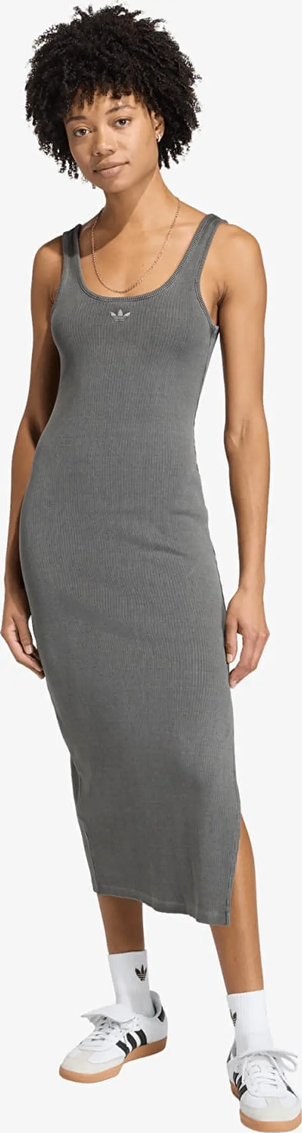 adidas Originals Obleka adidas Essentials Rib Tank Maxi Dress Washed Black XL