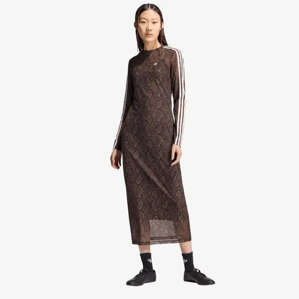 adidas Originals Obleka adidas Snake Print Maxi Dress Earth Strata/ Aurora Coffee L