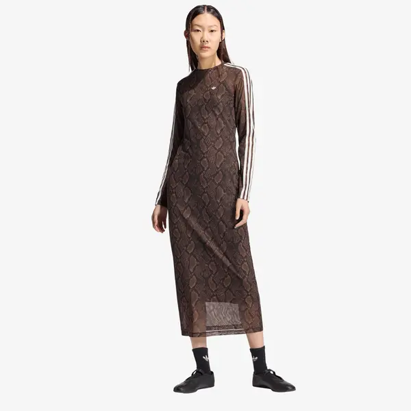adidas Originals Obleka adidas Snake Print Maxi Dress Earth Strata/ Aurora Coffee XS