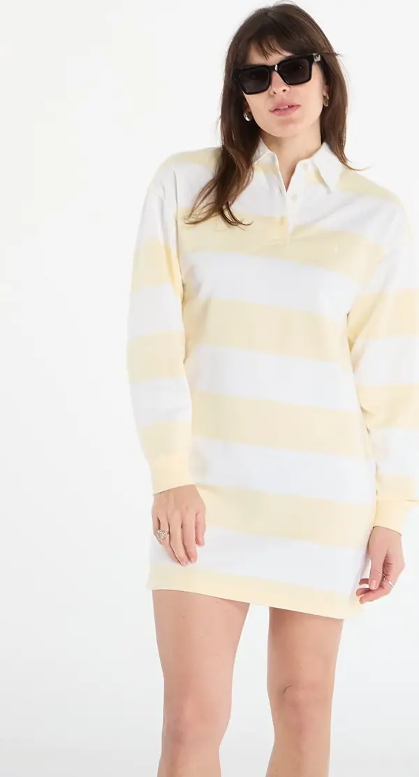 Calvin Klein Obleka Calvin Klein Jeans Ls Varsity Stripe Mini Polo Dres Snow White Stripe M