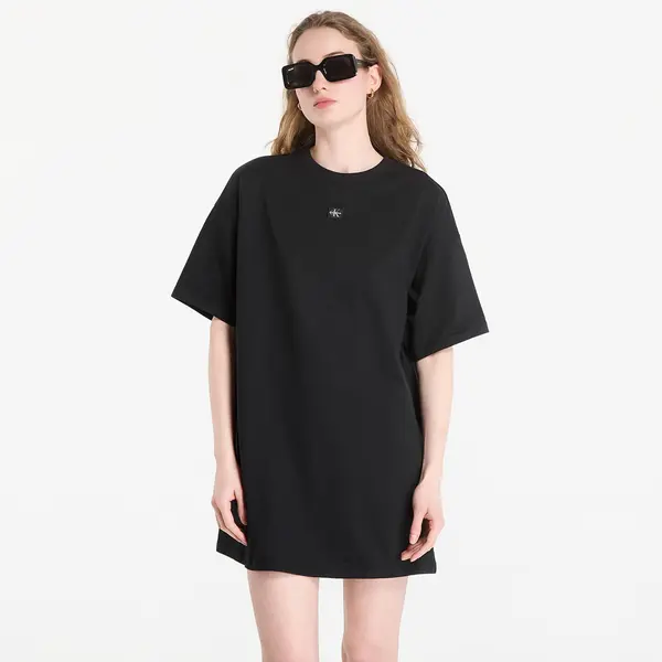 Calvin Klein Obleka Calvin Klein Jeans Ss Woven Label Oversized Tee Dress Black M