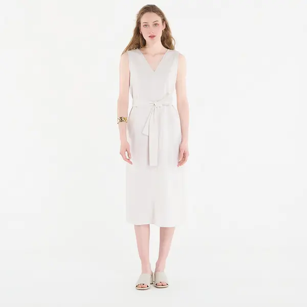 Calvin Klein Obleka Calvin Klein Linen V Neck Sleeveless Dress White Sand M