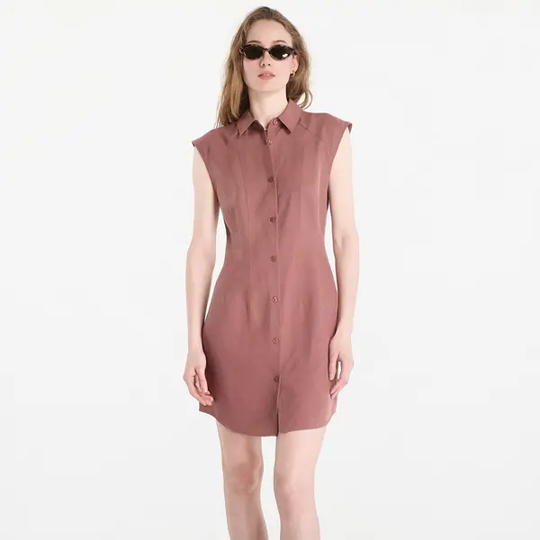 Calvin Klein Obleka Calvin Klein Tencel Linen Sl Mini Shirtdress Sierra Brown M