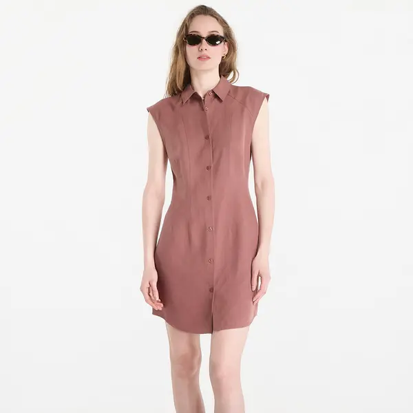 Calvin Klein Obleka Calvin Klein Tencel Linen Sl Mini Shirtdress Sierra Brown S
