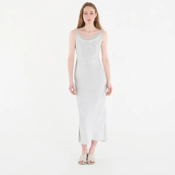 Calvin Klein Obleka Calvin Klein Viscose Jacquard Maxi Slip Dress Green XS