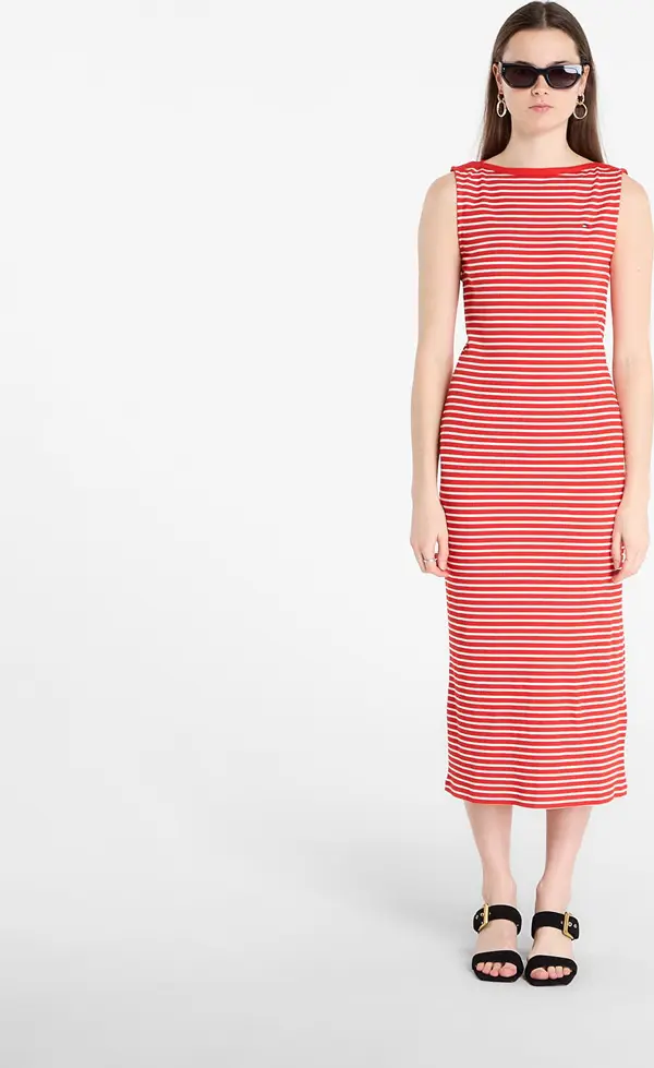 Tommy Hilfiger Obleka Tommy Hilfiger 5X2 Slim Slash-Nk Dress Breton Stripe Fireworks/ Calico L