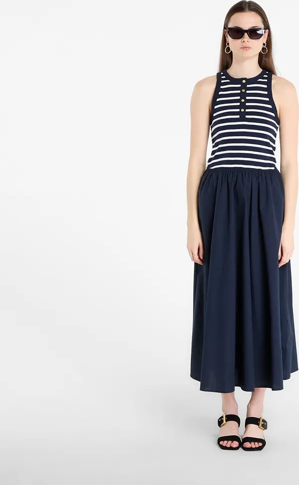 Tommy Hilfiger Obleka Tommy Hilfiger Gold Button Poplin Mix Dress Breton Stripe Dark Night/ Ecru M
