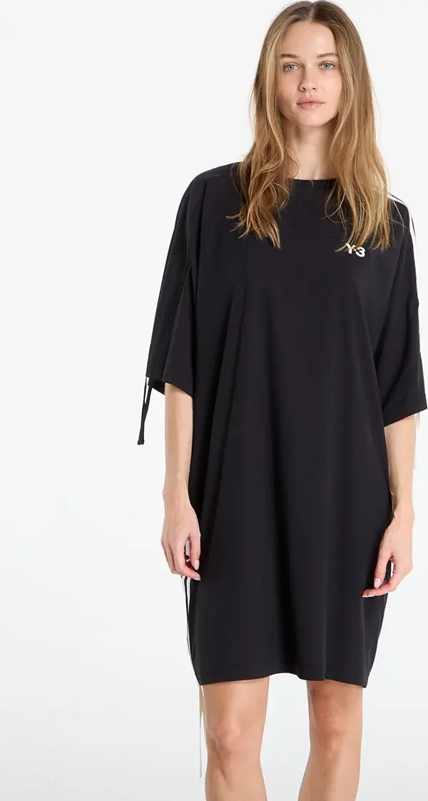 Y-3 Obleka Y-3 Cinch 3 Stripes Oversized Tee Dress Black M