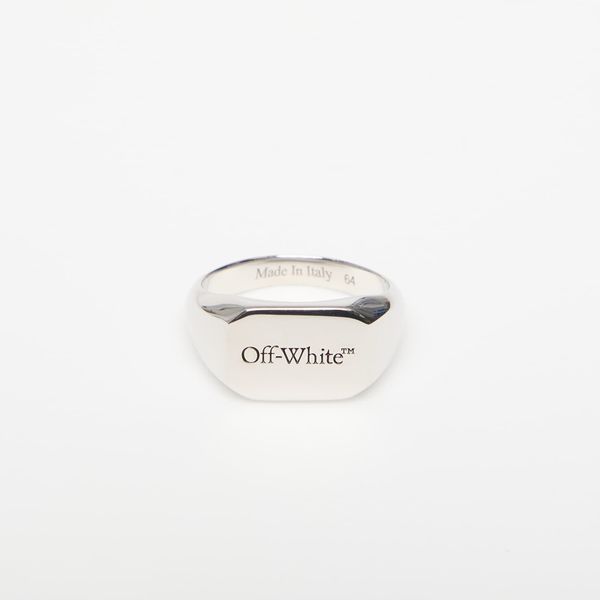 Off-White Off-White Logo Silver Ring Silver/ Black 62