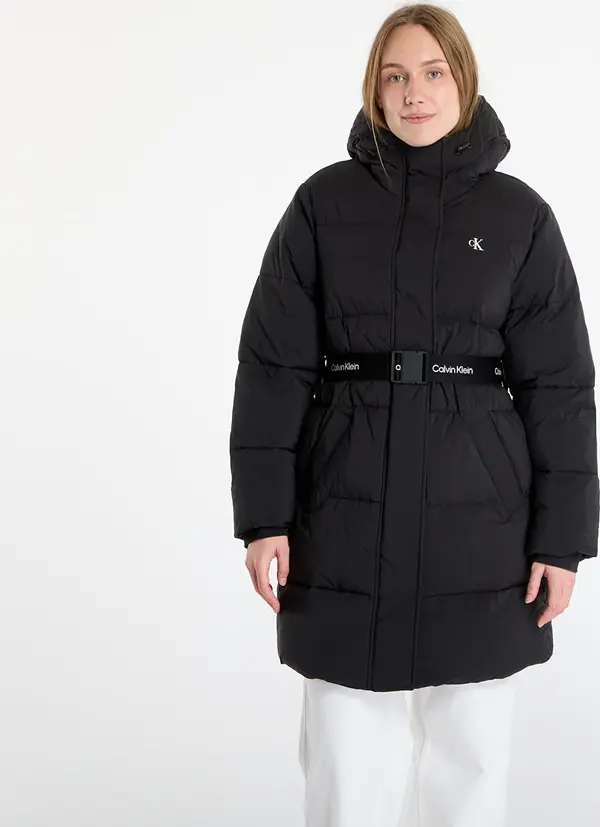 Calvin Klein Plašč Calvin Klein Jeans Belted Midweight Coat Black L