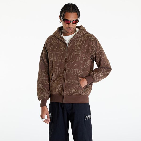 PLEASURES PLEASURES Signal Zip Up Hoodie Brown