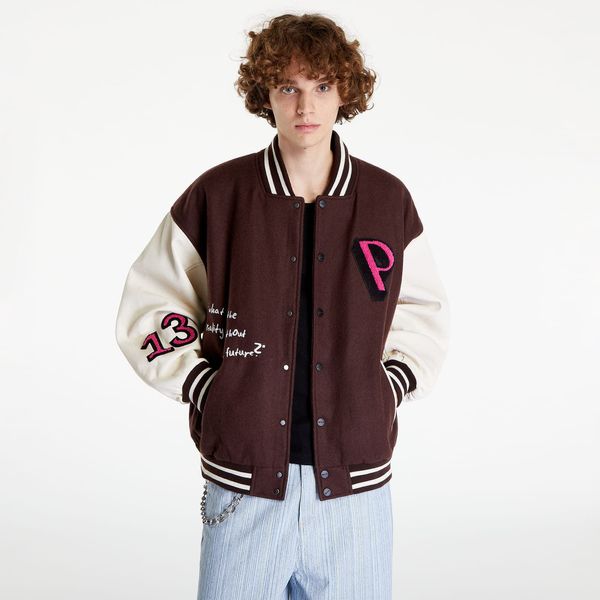 PREACH PREACH Patched Varsity Jacket Brown/ Creamy