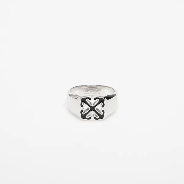 Off-White Prstan Off-White Enamel Arrow Ring Silver/ Black 62
