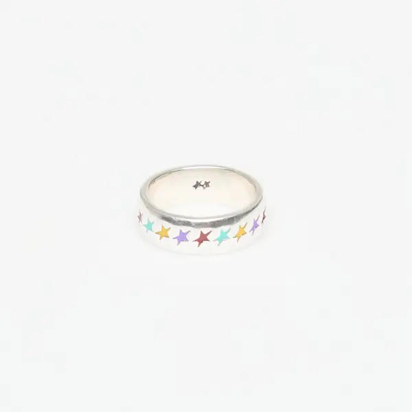 TwoJeys Prstan TwoJeys Enameled Multicolor Starline Ring M Silver 60 mm