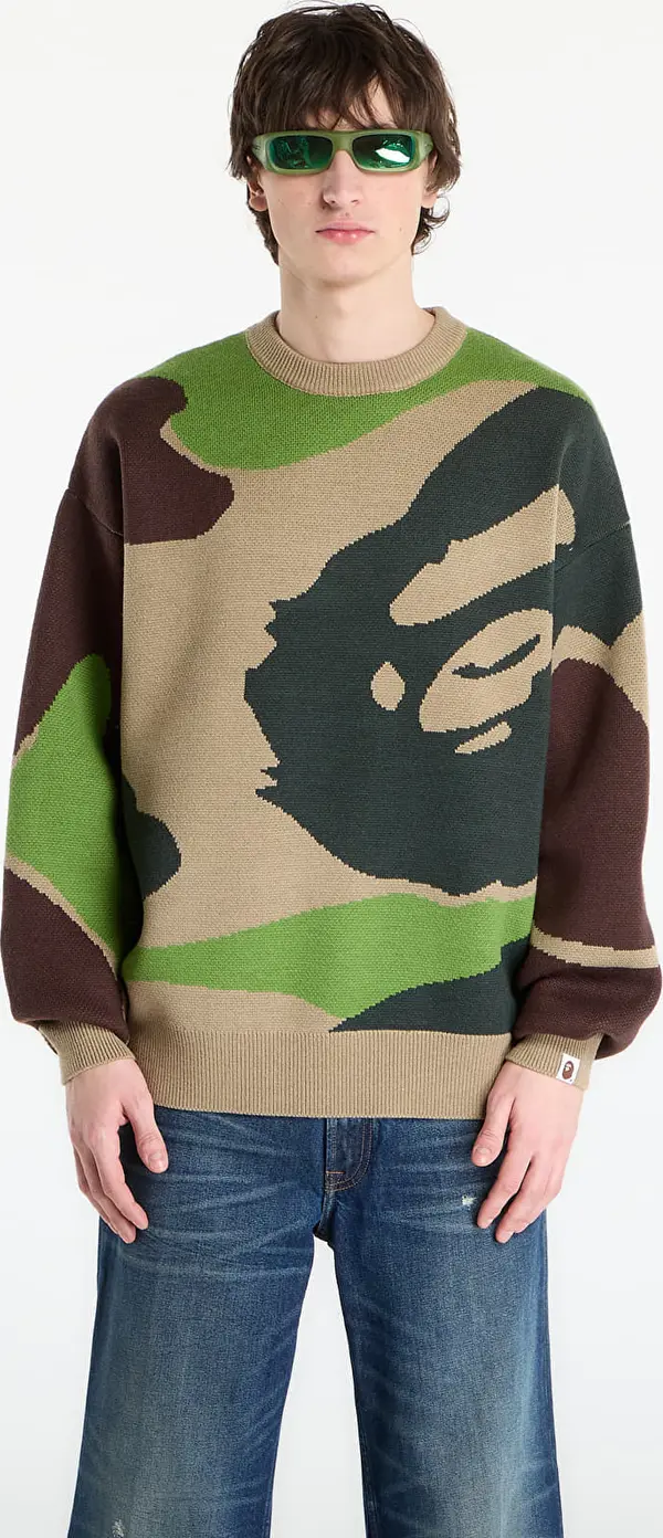 A BATHING APE Pulover A BATHING APE Mega Abc Camo Knit Crewneck Sweatshirt M Green XXL