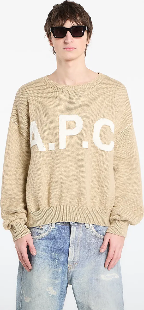 A.P.C. Pulover A.P.C. Logo Jumper UNISEX Beige XXL
