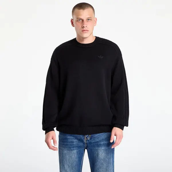 adidas Originals Pulover adidas Premium Essentials Knit Crewneck Black/ Semi Lucid Fuchsia L