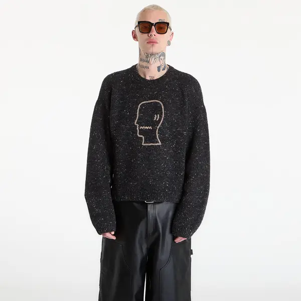 Brain Dead Pulover Brain Dead Logohead Alpaca Crewneck Sweater Char XL