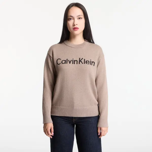 Calvin Klein Pulover Calvin Klein Jeans Contrast Logo Ls Sweater Shiitake Melange L