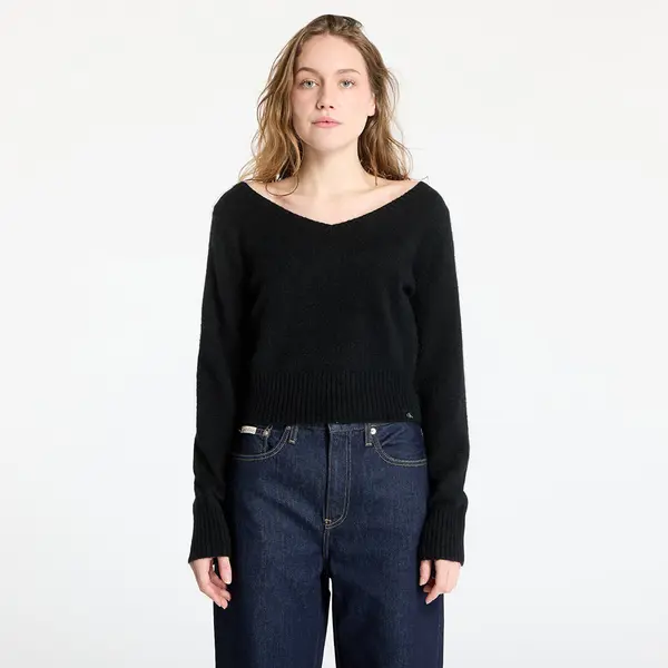 Calvin Klein Pulover Calvin Klein Jeans Fluffy Yarn V-Neck Sweater Black XS