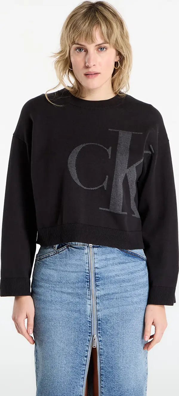 Calvin Klein Pulover Calvin Klein Jeans Long Sleeve Smooth Sweater Black XXS