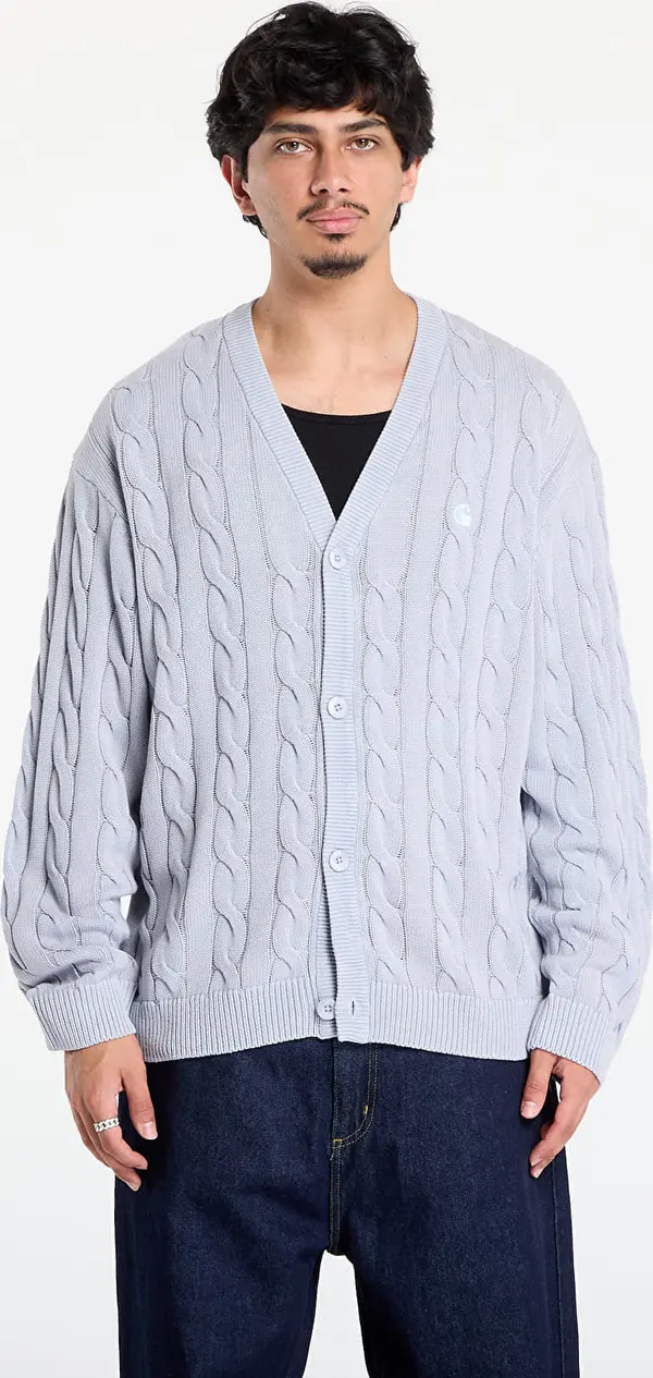 Carhartt WIP Pulover Carhartt WIP Carter Cardigan UNISEX Blue Fog Garment Dyed XL