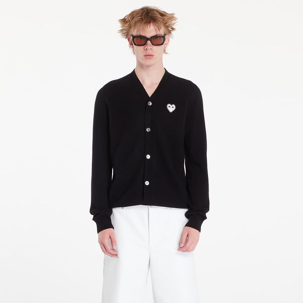 Comme des Garçons PLAY Pulover Comme des Garçons PLAY V-Neck Emblem Knit Cardigan UNISEX Black XS