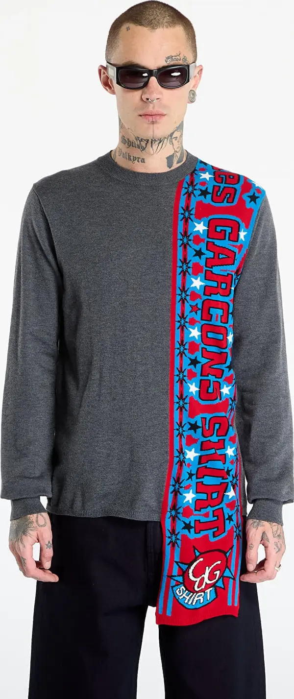 Comme des Garçons SHIRT Pulover Comme des Garçons SHIRT Soccer Scarf Knitted Sweater Grey L