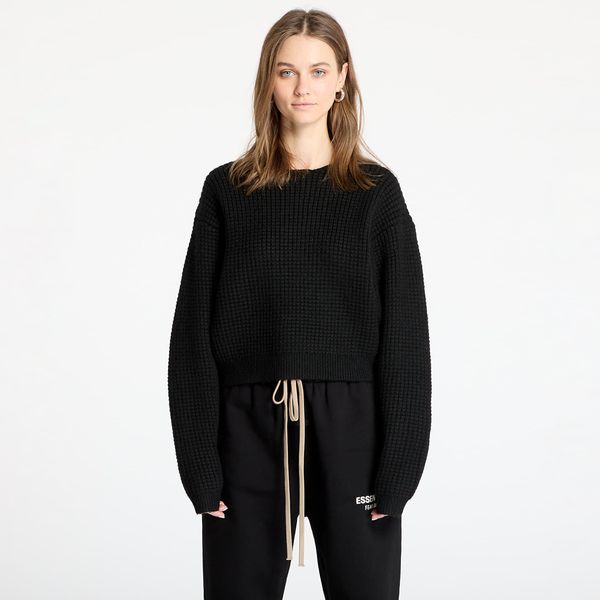 Fear of God Pulover Fear Of God ESSENTIALS Heavy Waffle Cropped Crewneck Black L