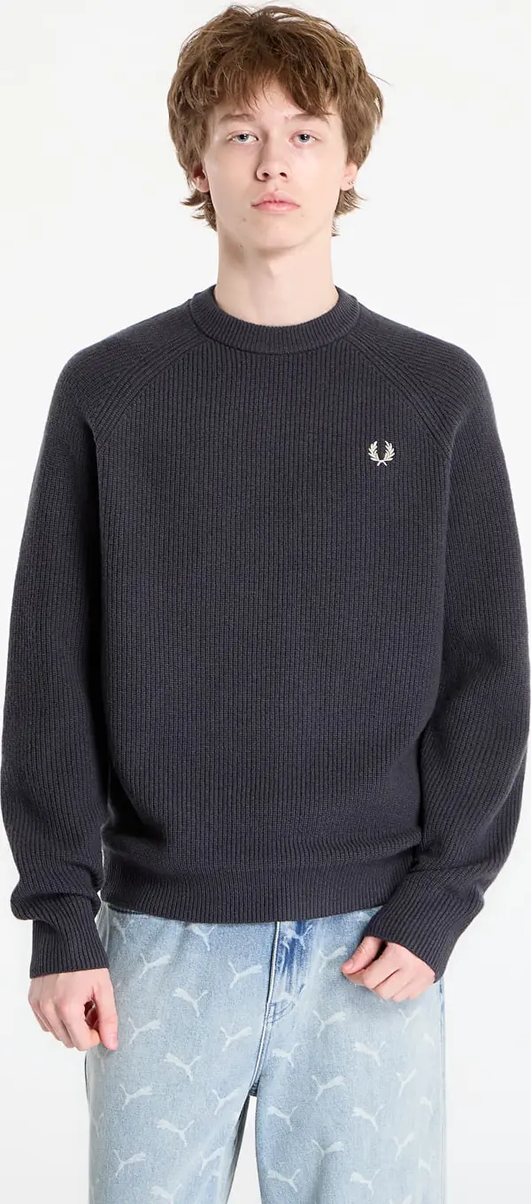 FRED PERRY Pulover FRED PERRY Lambswool Raglan Jumper Anchor Grey XL