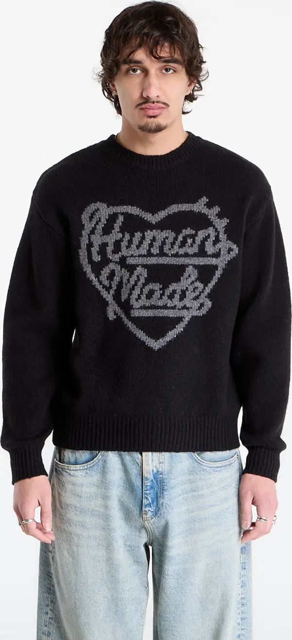 HUMAN MADE Pulover HUMAN MADE Heart Knit Sweater UNISEX Black L