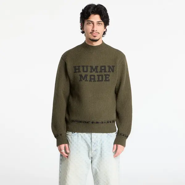 HUMAN MADE Pulover HUMAN MADE Moc Neck Knit Sweater UNISEX Olive Drab S