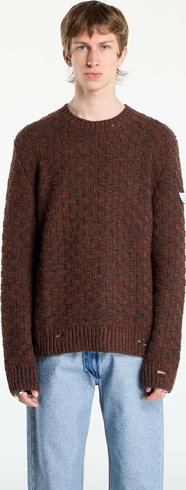 MM6 Pulover MM6 Maison Margiela Crewneck Dark Grey Melange/ Brown L