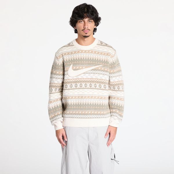 Nike Pulover Nike Life Fair Isle Swoosh Sweater Light Orewood Brown/ Sail/ Khaki M