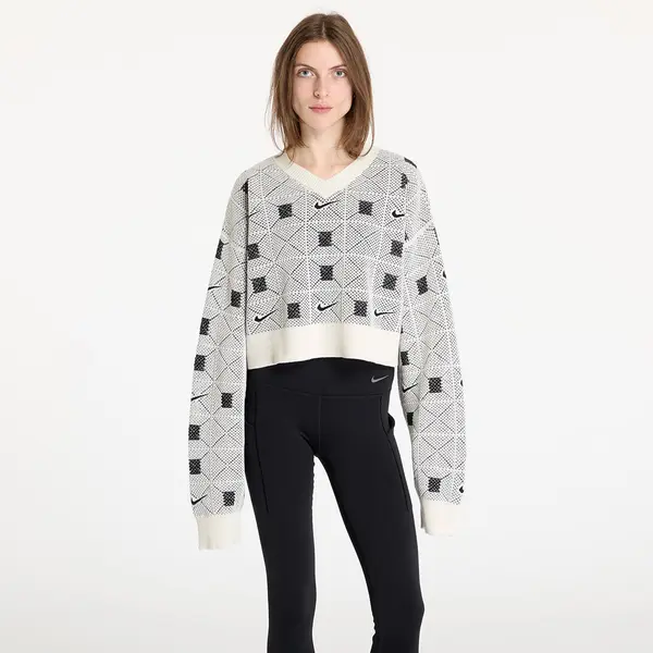 Nike Pulover Nike Naomi Osaka Women's Engineered Knit Sweater Pale Ivory/ Black/ Light Orewood Brown XL