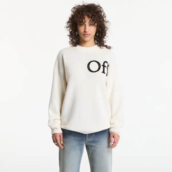 Off-White Pulover Off-White Bookish Shared Knit Crew UNISEX Ivory Black M